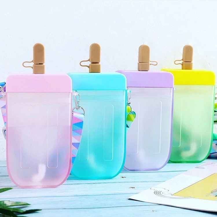 Personalised popsicle water bottle with straps