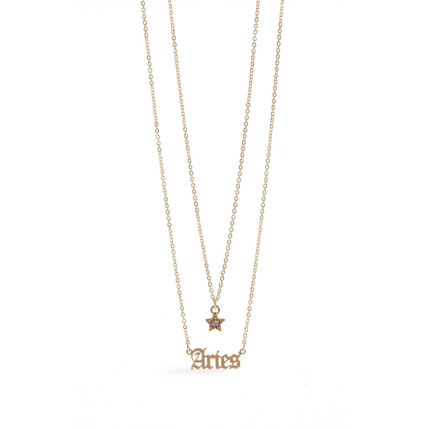 Two Row Aries Horoscope Chain Necklace
