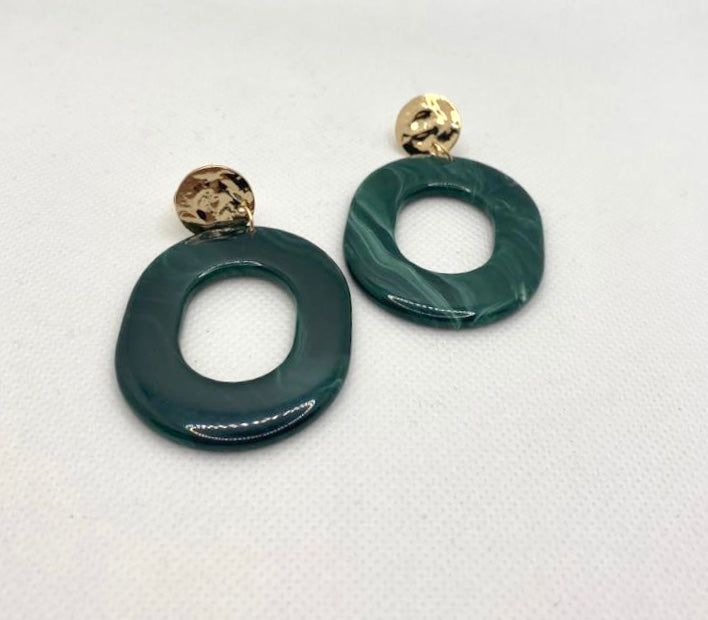 Gold and Green shape Earrings
