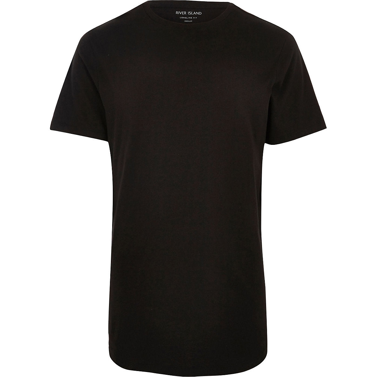 River Island Black curved hem longline t-shirt