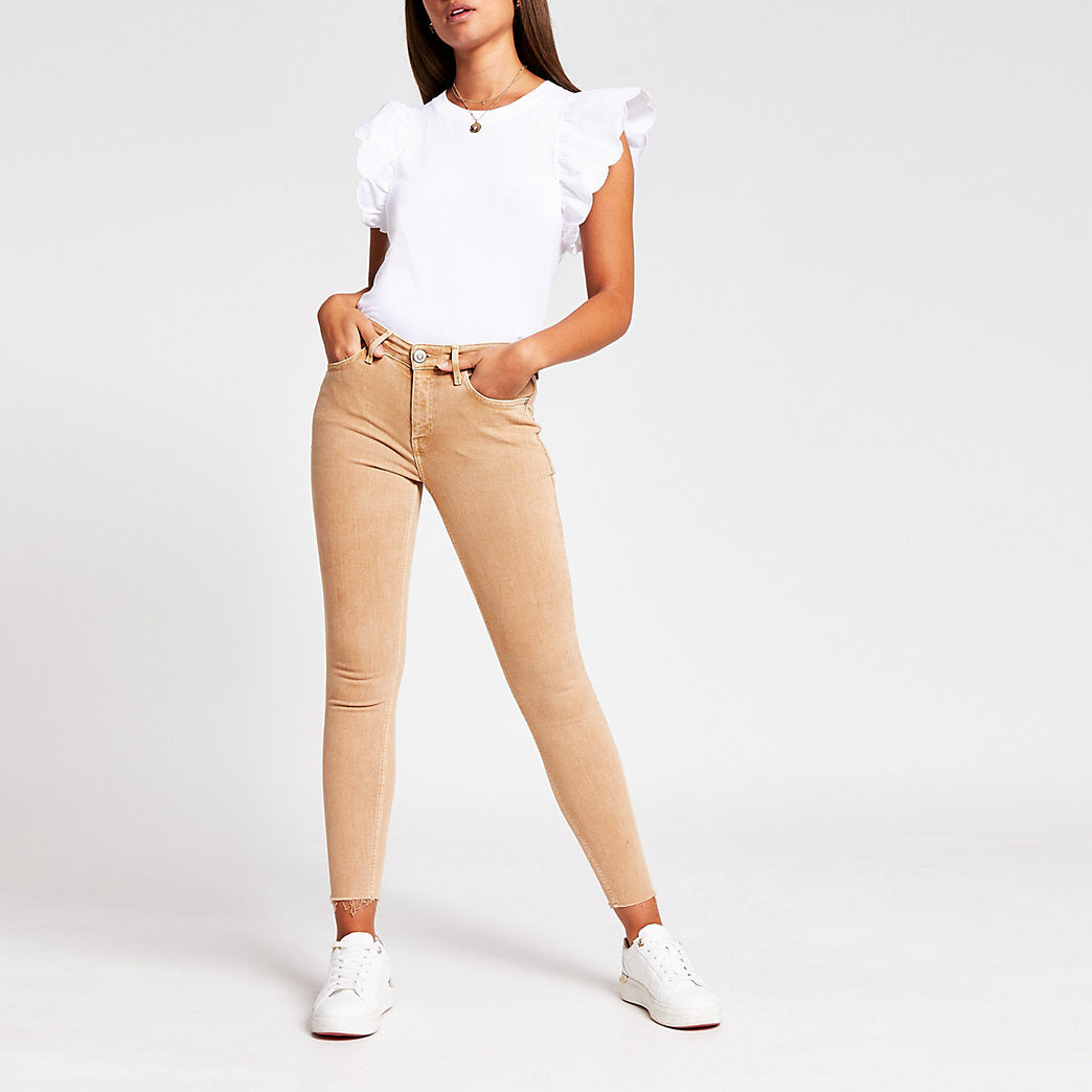 River Island Beige Mid Rise Jeans