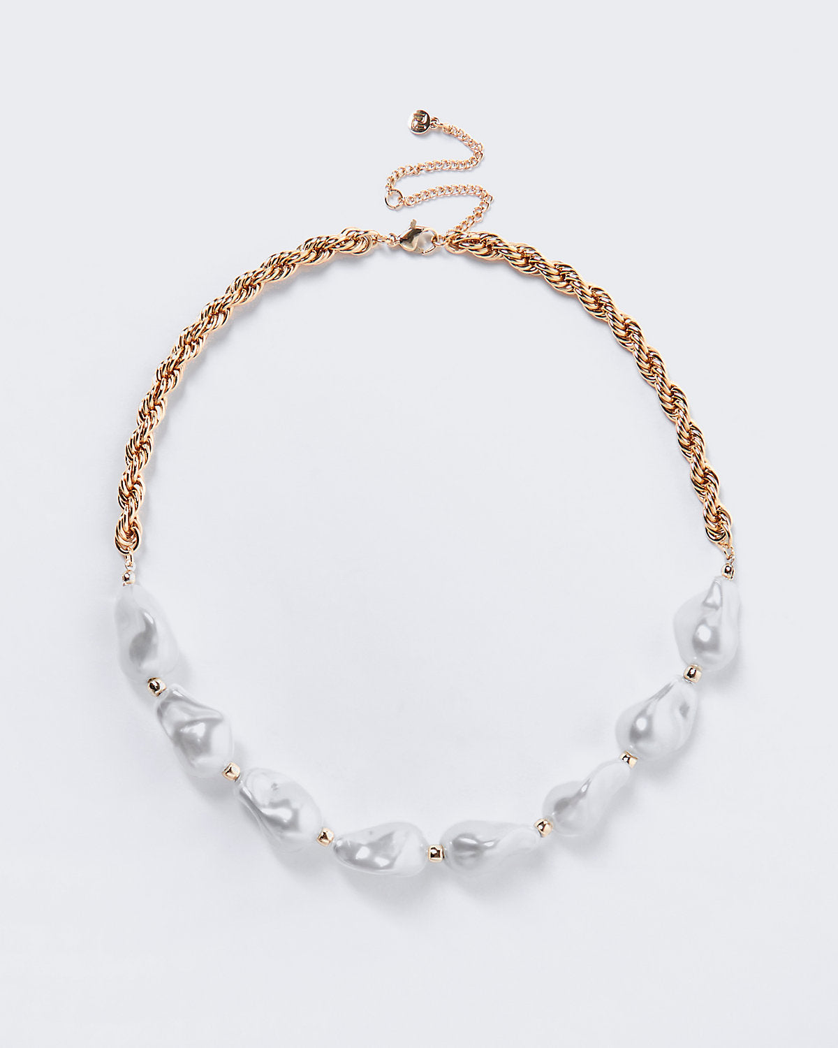 Gold  Pearl Chain Collar Necklace