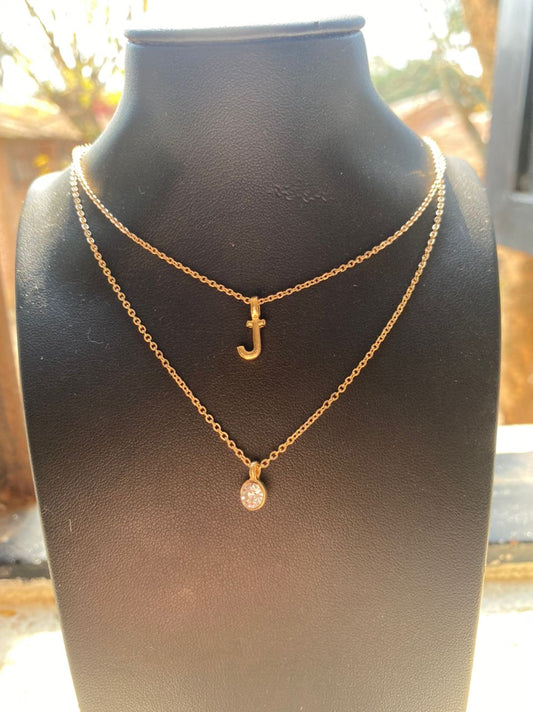 Double Layered J Necklace
