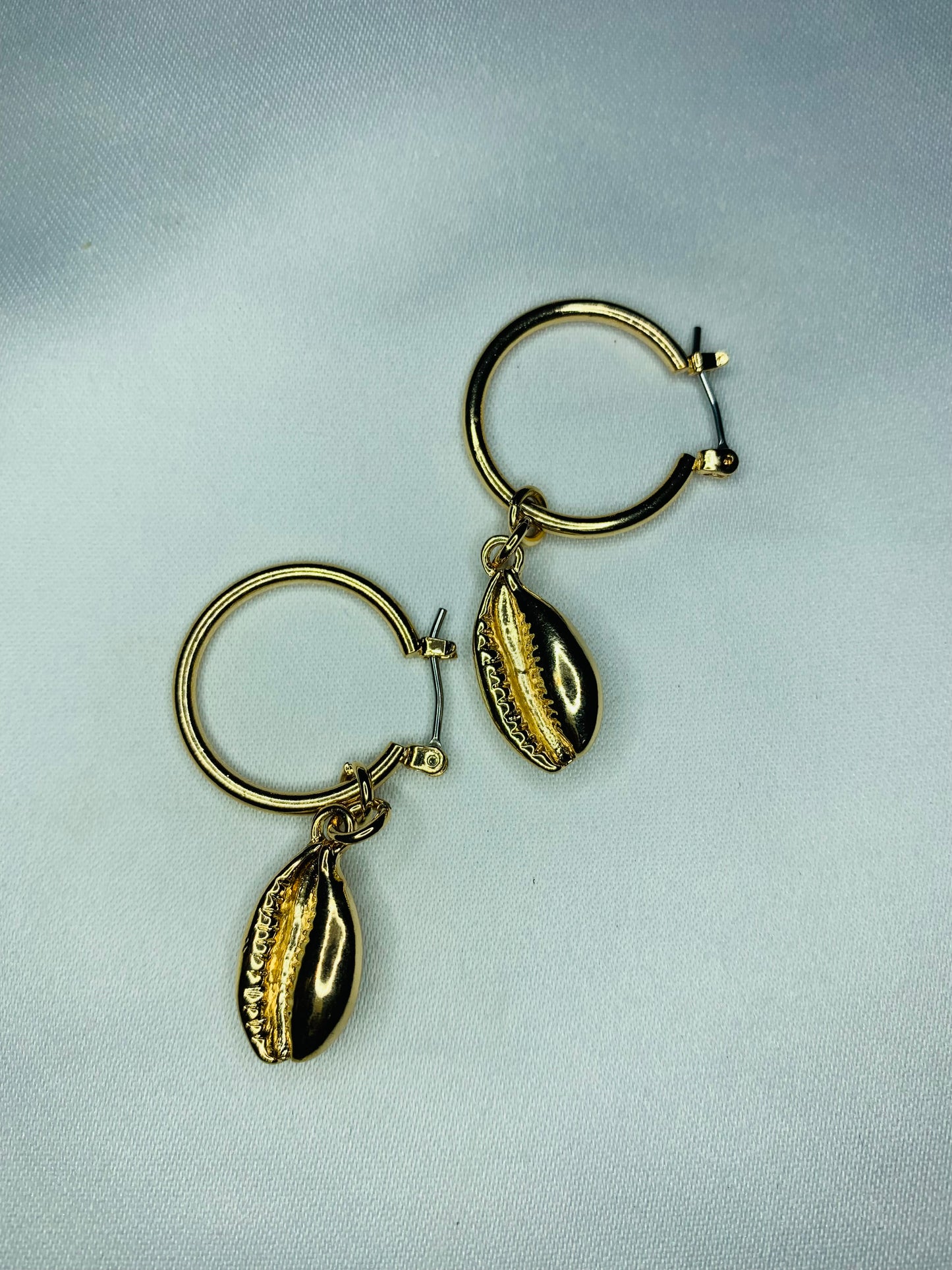 Gold Cowrie Shell Hoops