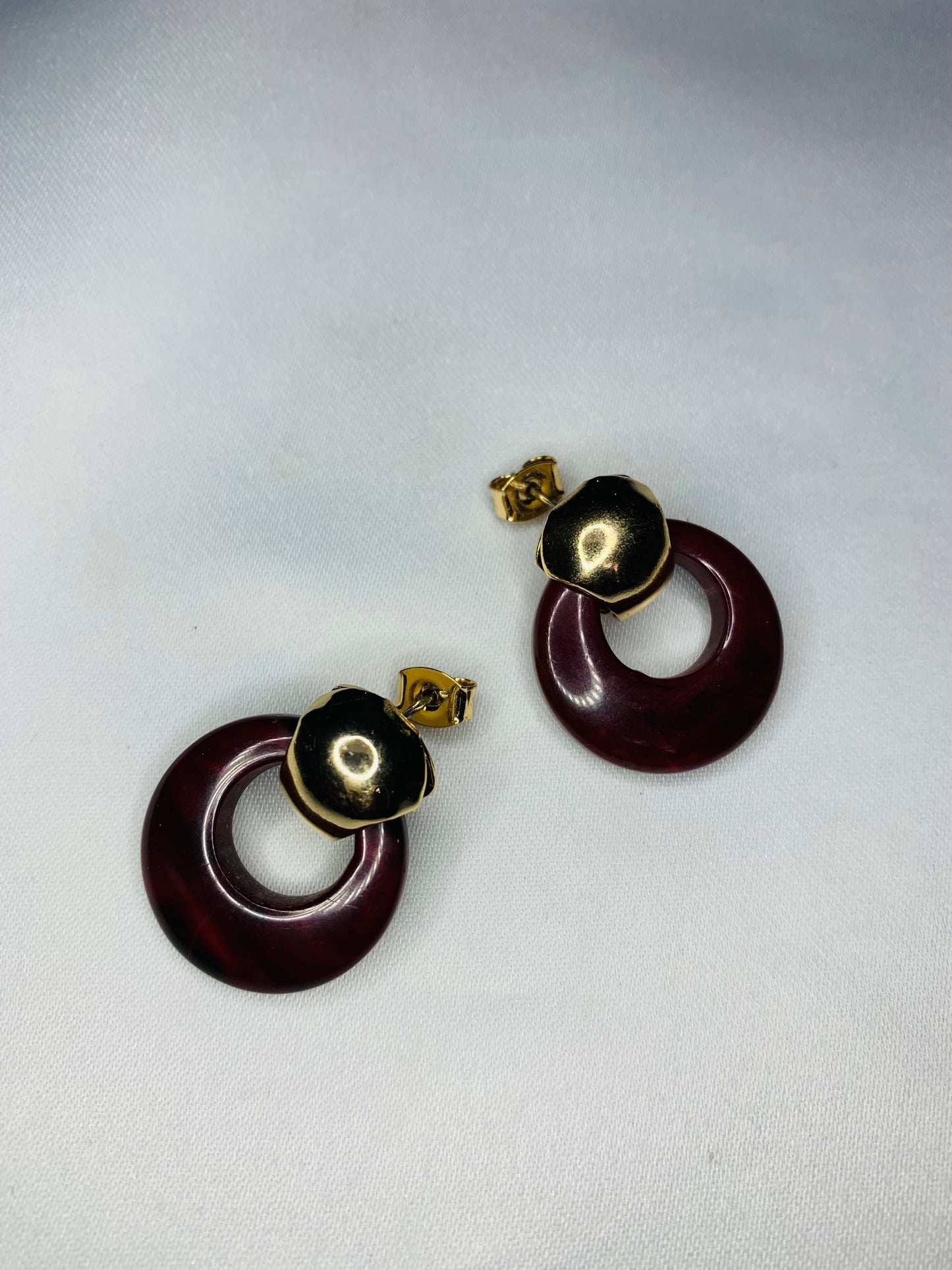 Gold Brown Marble Earrings