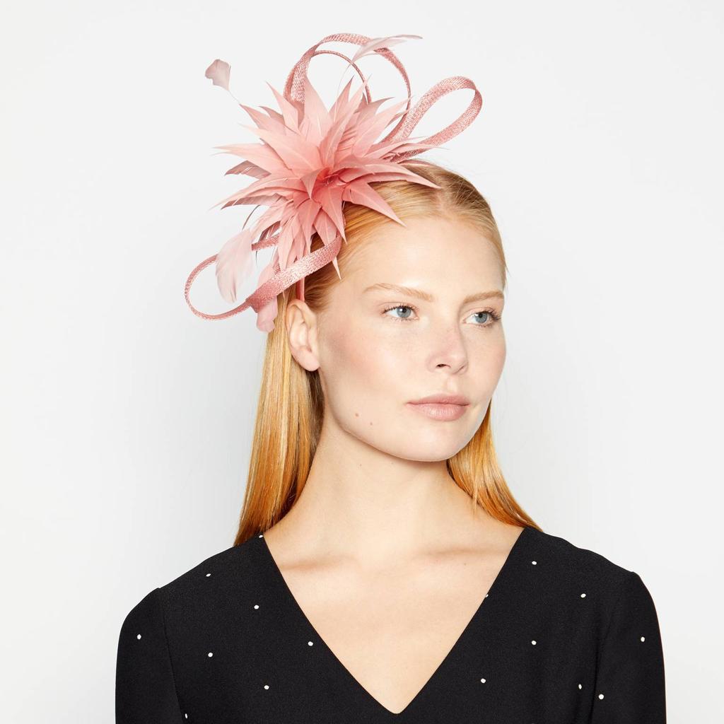J By Jasper Conran Pink Feather Flower and Loop 'Danni' Headband Fascinator/Hire