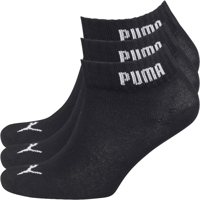 Puma Mens Three Pack Quarter Socks Black