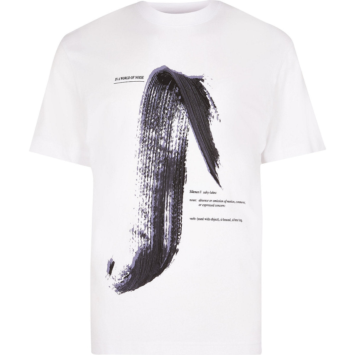 River Island White regular fit paint stroke print t-shirt- Delivery After 6/09