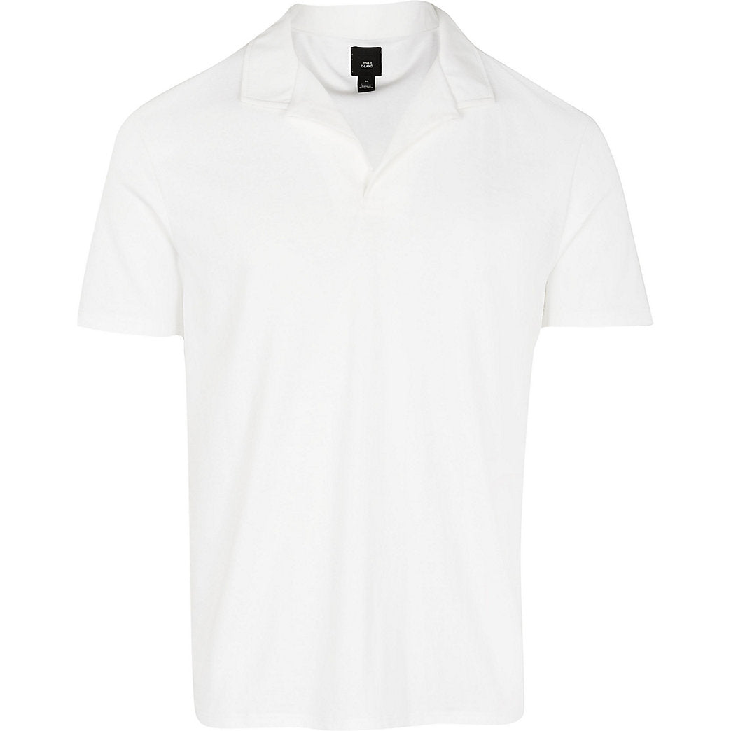River Island White revere slim fit short sleeve polo shirt- Delivery after 6/09