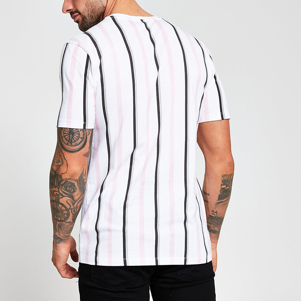 River Island White short sleeve 'Tokyo' stripe t-shirt