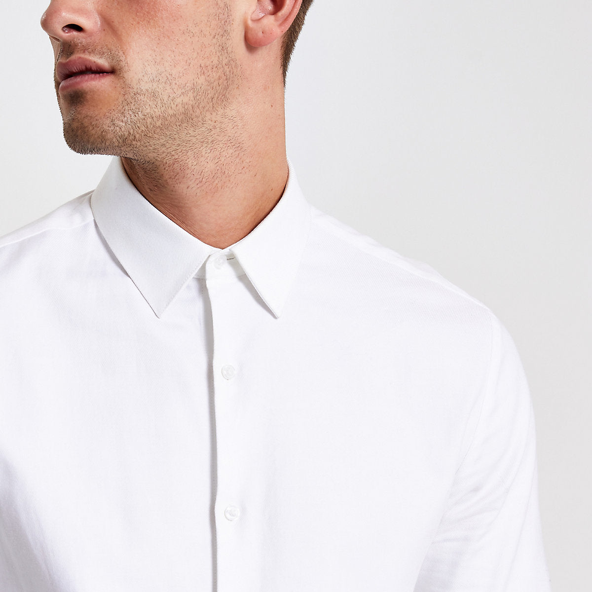 River Island White textured slim fit long sleeve shirt